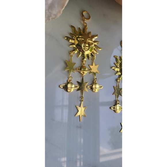 Sun & Stars Dangle Earrings, Planet Bohemian Jewelry - Picture 4 of 4